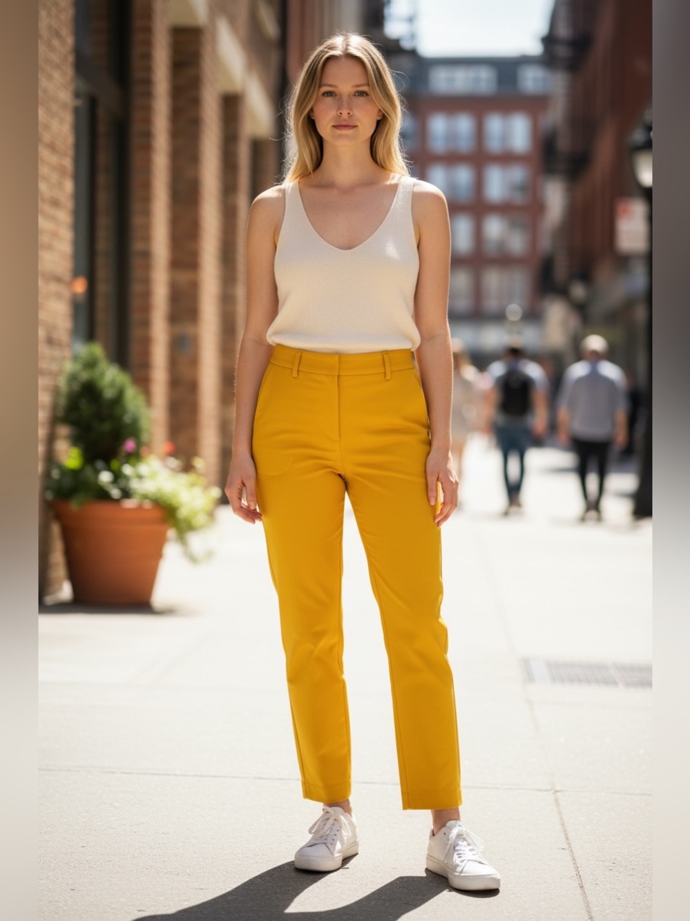 Boden Butter Yellow Straight Leg Chino Trousers Size 8L NWT
